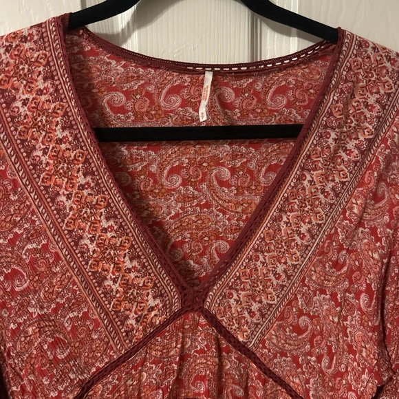 Free People Luna Scarf Print Tunic in Red - Picture 4 of 5